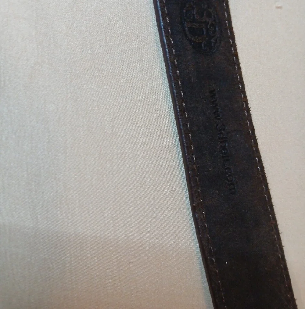 3D Belt Co. Brown Leather Belt with Decorative Buckle